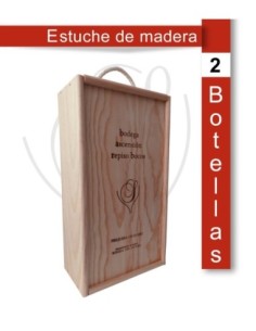 Estuche de madera para 2 botellas de vino 75 cl.