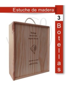 Estuche de madera para 3 botellas de vino 75 cl.